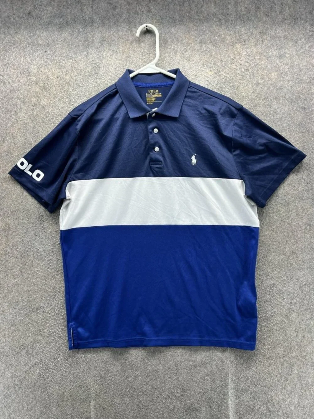 Polo Ralph Lauren Polo Shirt Men Medium Blue Colorblock Performance Golf Jersey